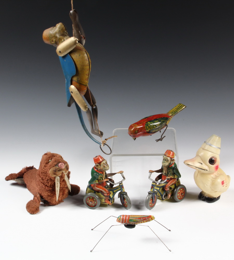 (6) TIN OR CELLULOID TOY ANIMALS