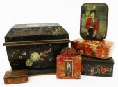 (6) TOLE PAINTED TEA CADDY, DE