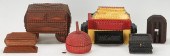6 TRAMP ART CARVED WOOD BOXESG
