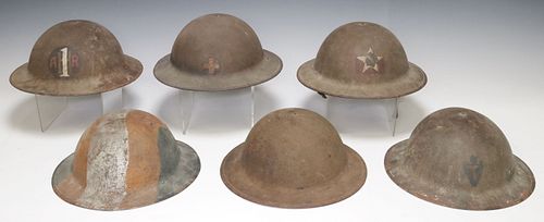 (6) U.S. ARMY WWI HELMETS(6) U.S.