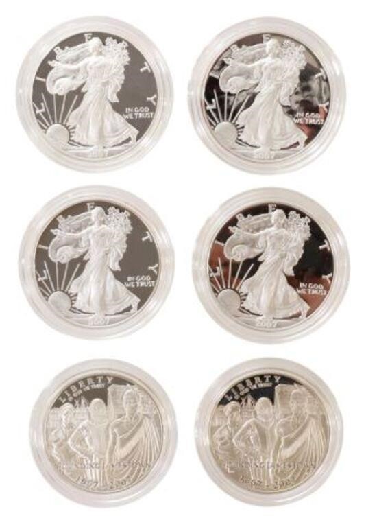 (6) US PROOF SILVER EAGLES &
