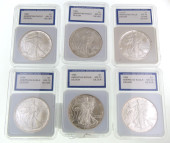 6 US SILVER EAGLE DOLLAR PROOF