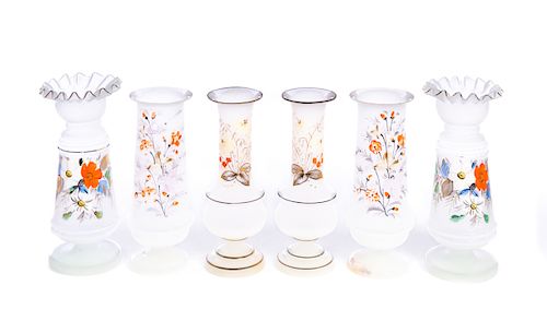 6 VICTORIAN BRISTOL ART GLASS