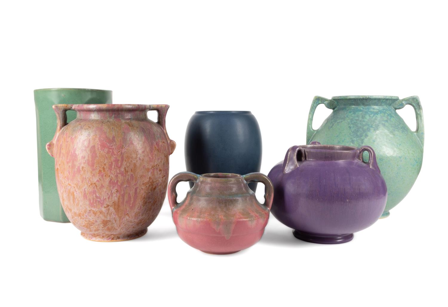 6 VINTAGE AMERICAN POTTERY COLORFUL