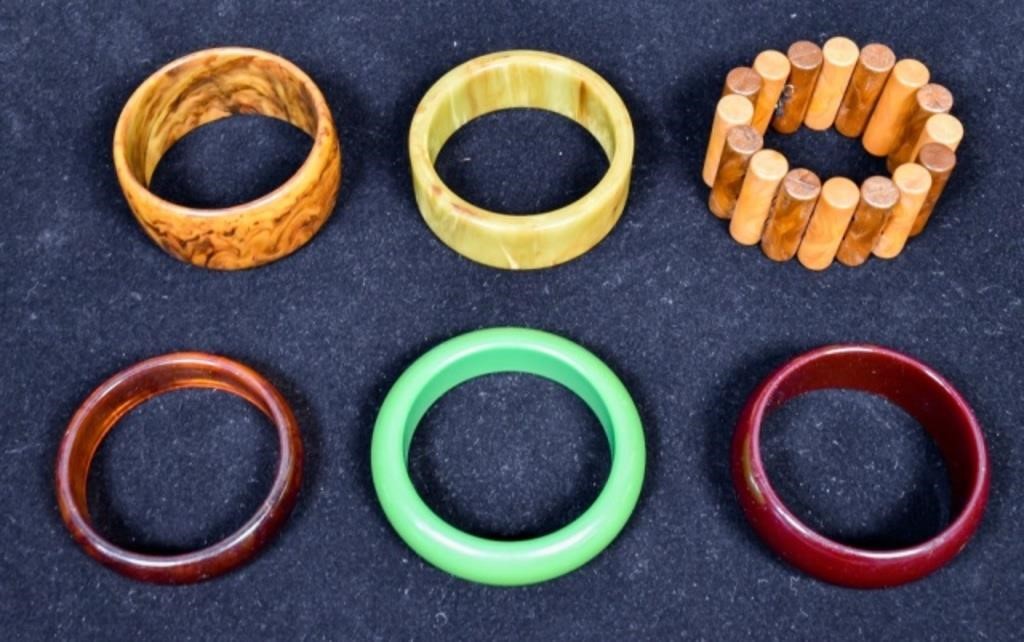 6 VINTAGE BAKELITE BRACELETSOne