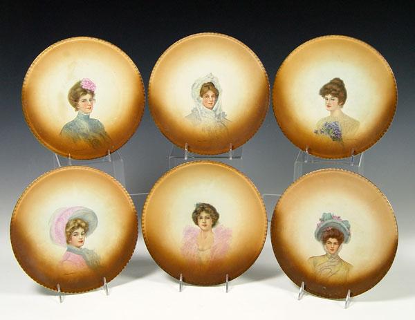 6 WARWICK CHINA PORTRAIT PLATES: