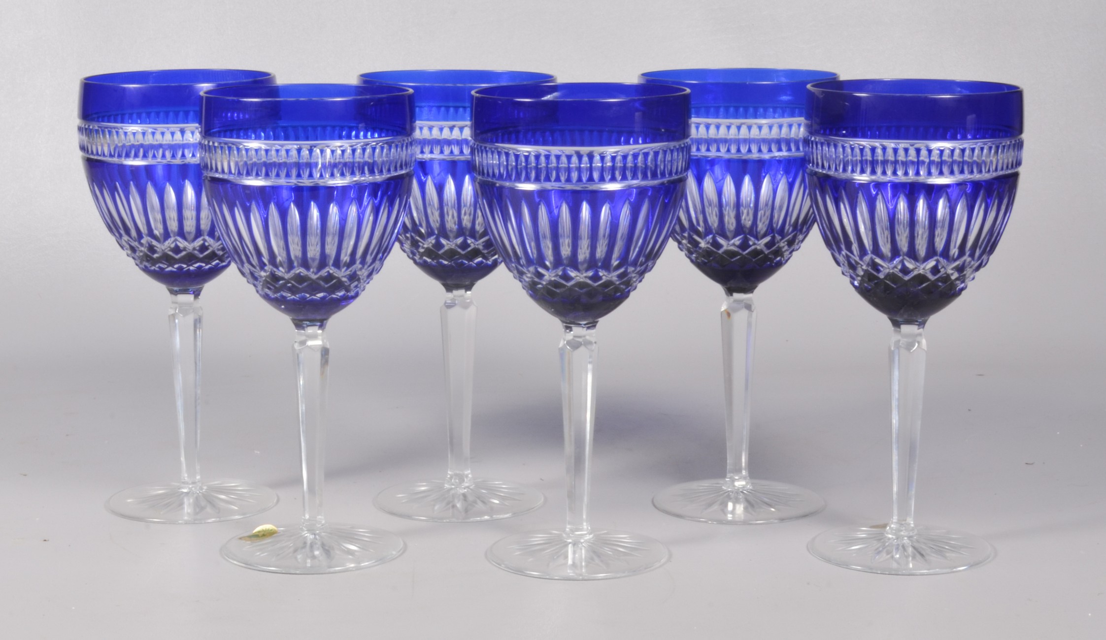(6) Waterford cobalt cut to clear