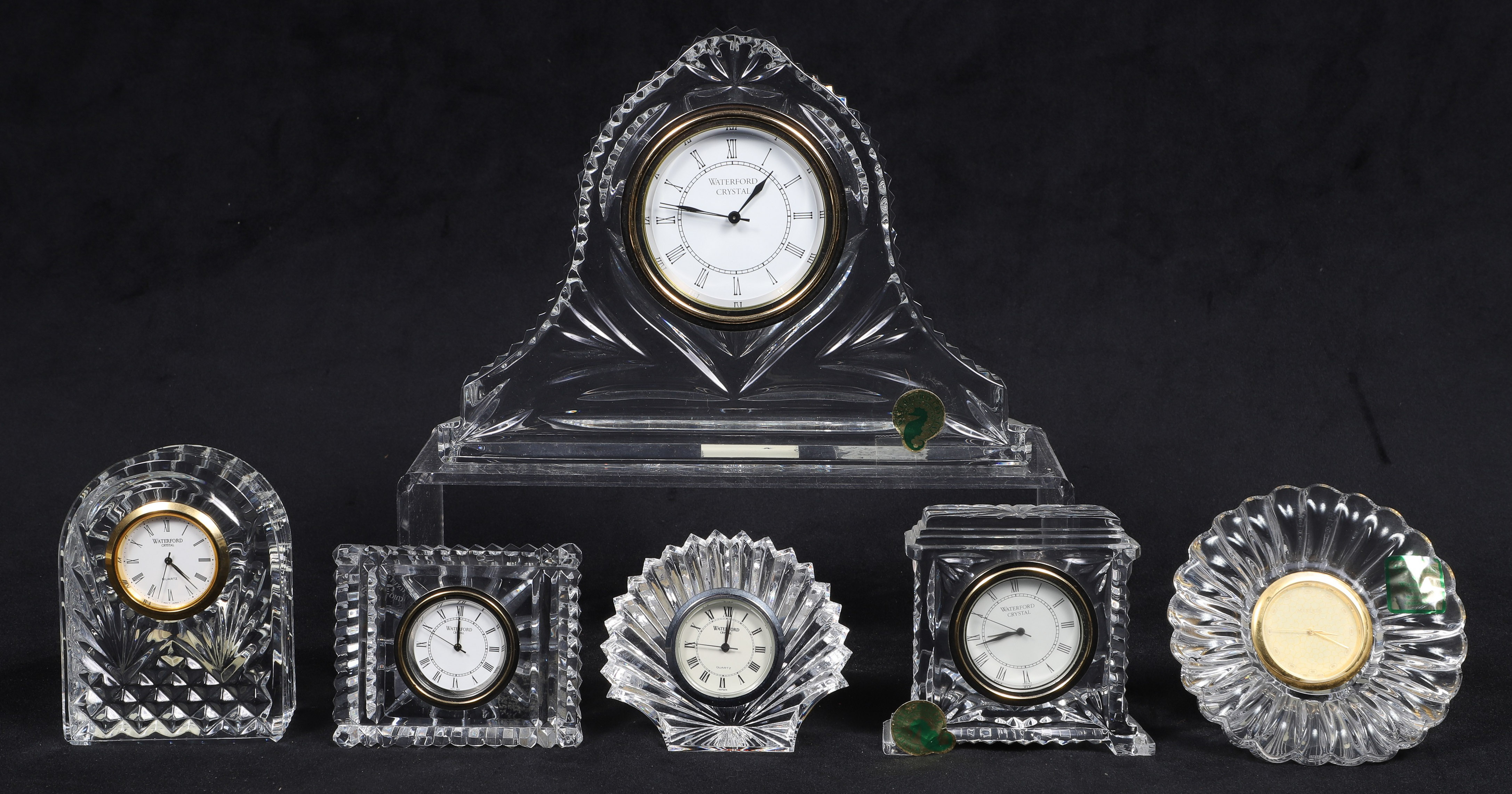 (6) Waterford desk clocks, c/o