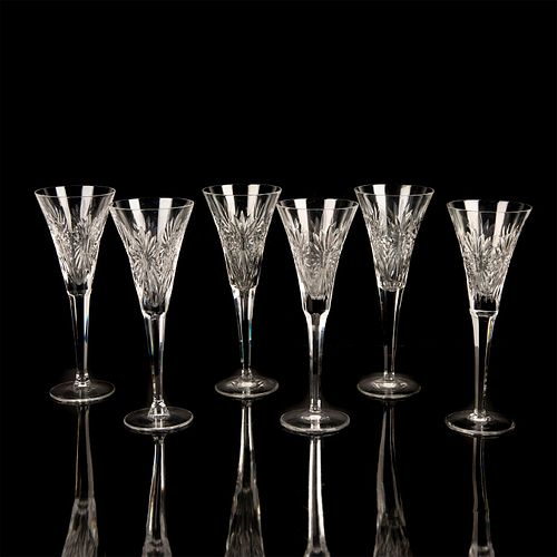 6 WATERFORD FLUTED CHAMPAGNE