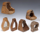 (6) WESTERN CARVED WOOD RIDING