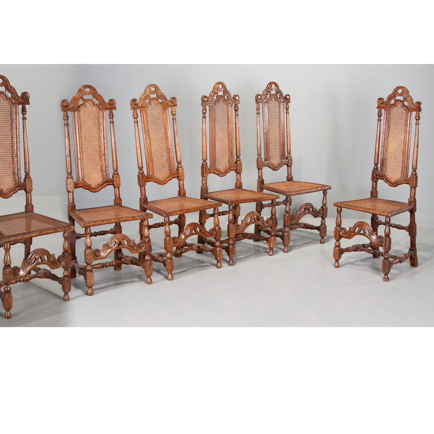 (6) WILLIAM & MARY CANED WALNUT