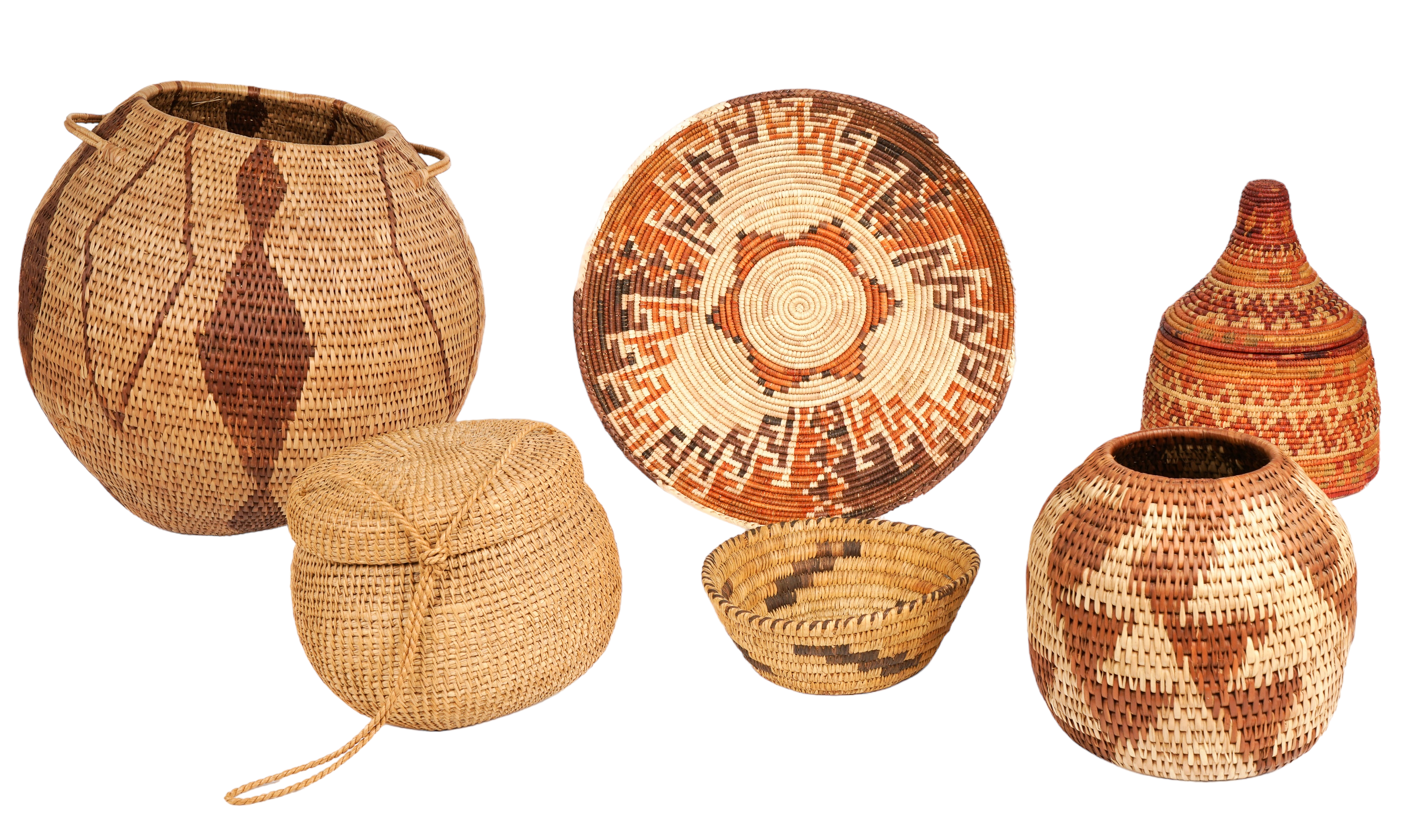 (6) Woven baskets and vessels to