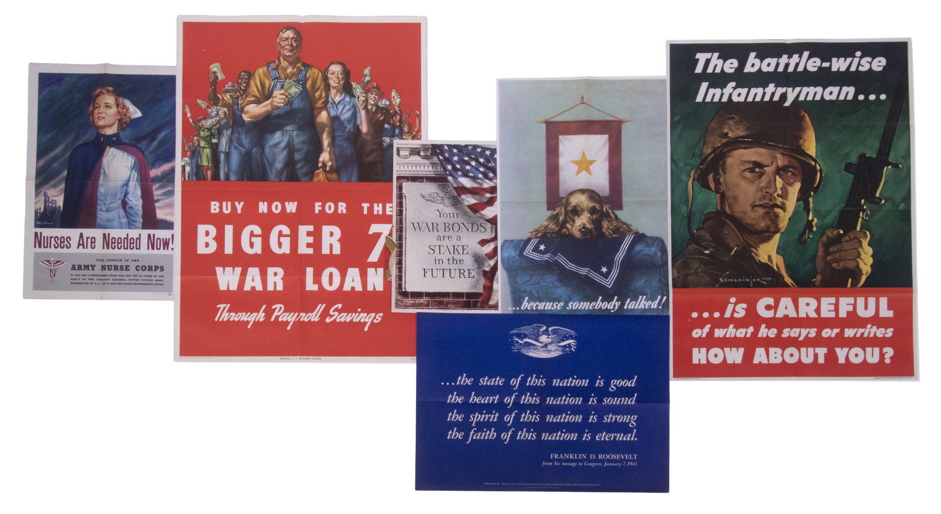 (6) WWII WAR BOND POSTERS, UNFRAMED