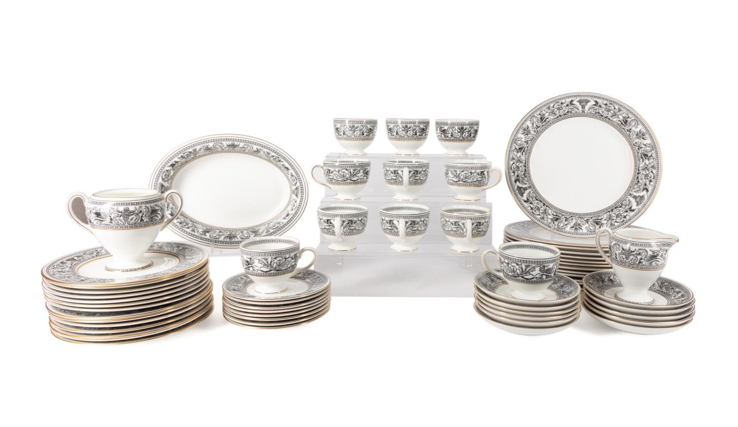 60PC WEDGWOOD "FLORENTINE BLACK"