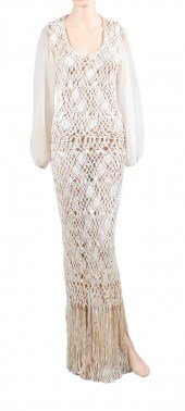 60's Fringe hem silk crochet m