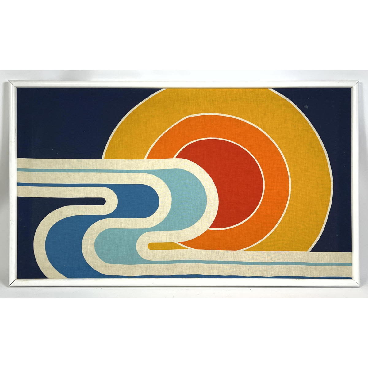 60s/70s Framed Fabric Wall Hanging.