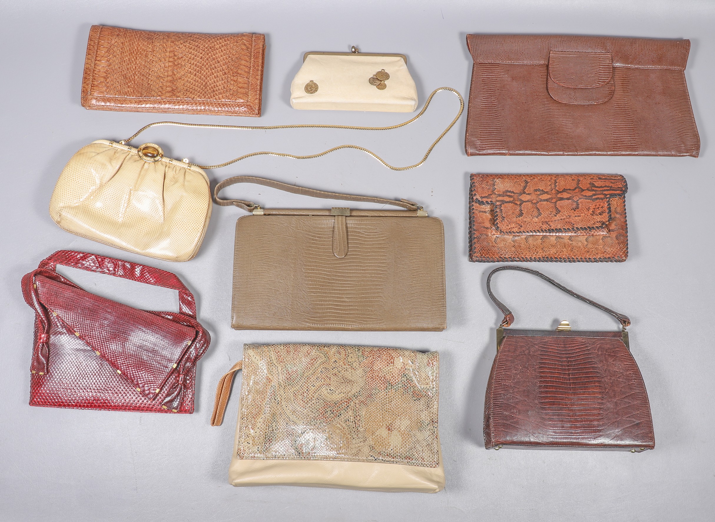 60's/70's reptile skin purses to