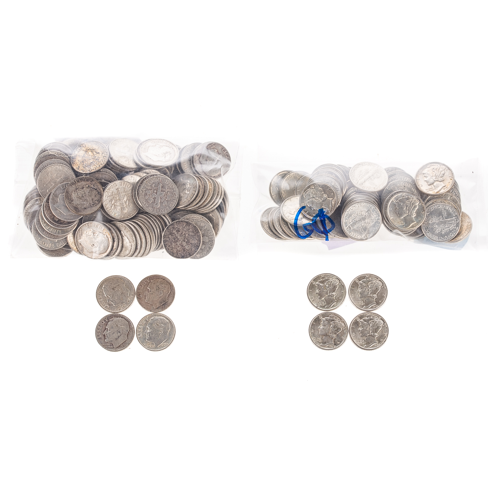 61 AU/BU MERCURY DIMES & 138