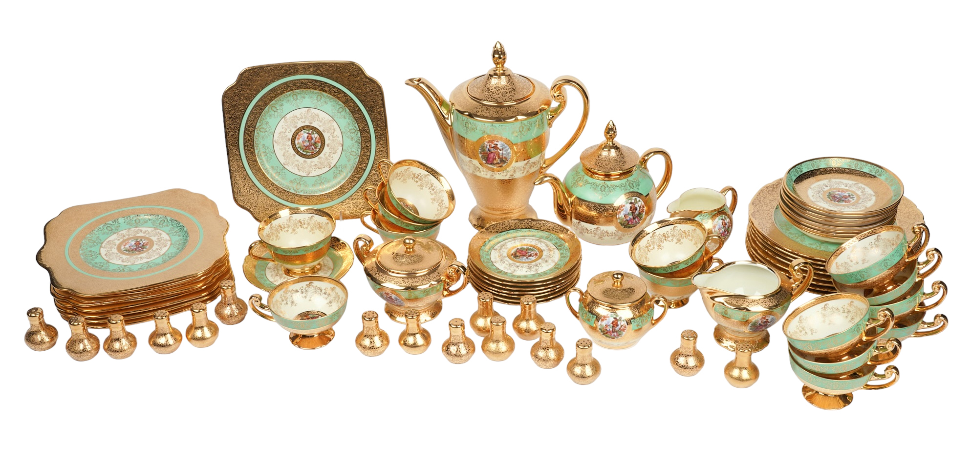 (61) Pc Assembled gilt edge tea and