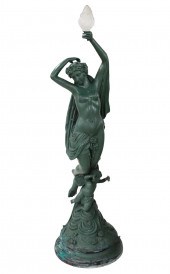 63" FRENCH BRONZE FIGURAL TORC