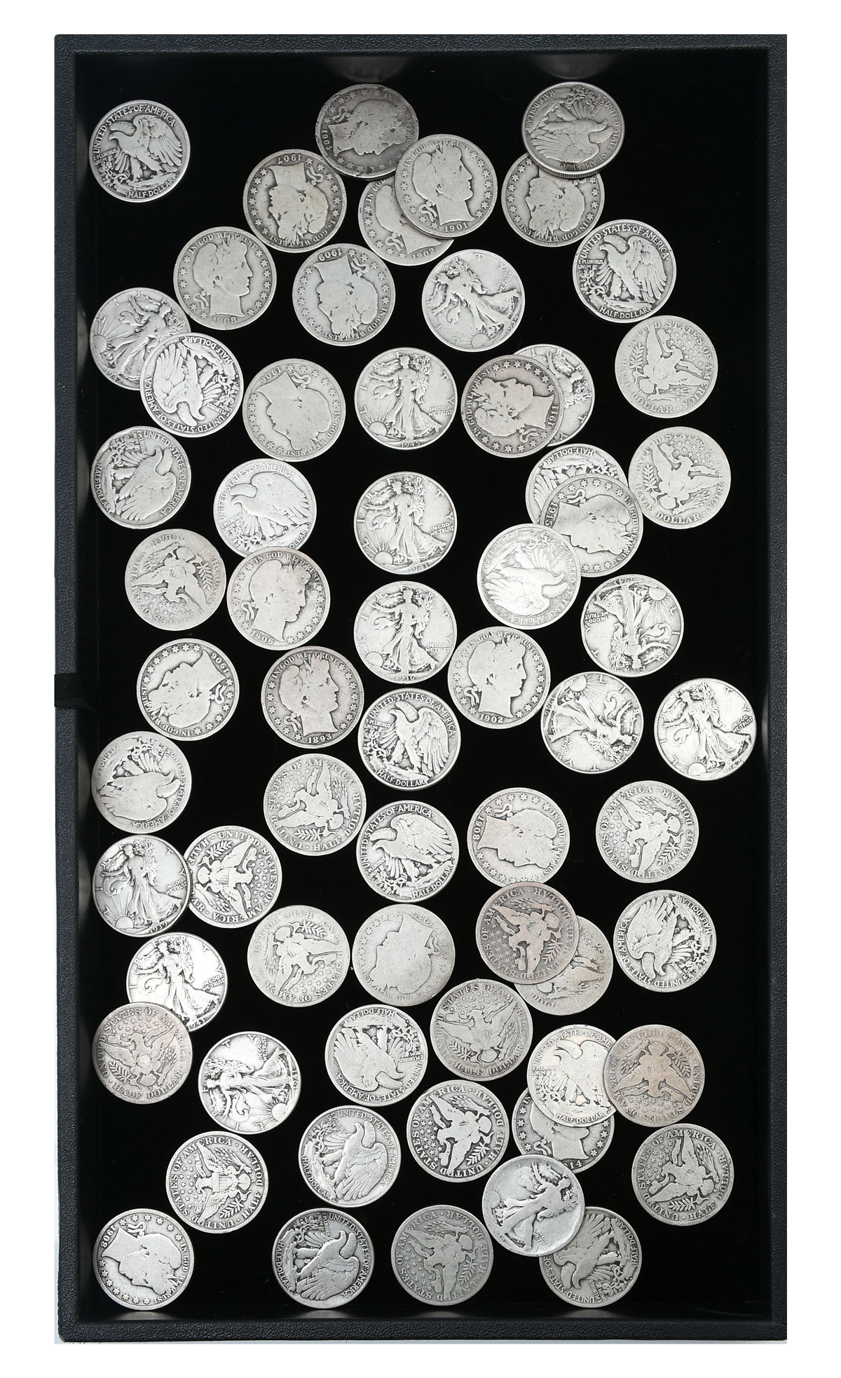 64 PC. WALKING LIBERTY & PEACE