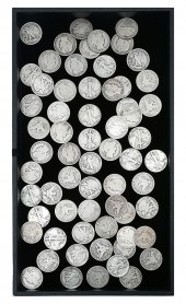 64 PC. WALKING LIBERTY & PEACE