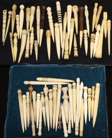 64 WHALEBONE FIDS, 19TH C.  ONE HAS