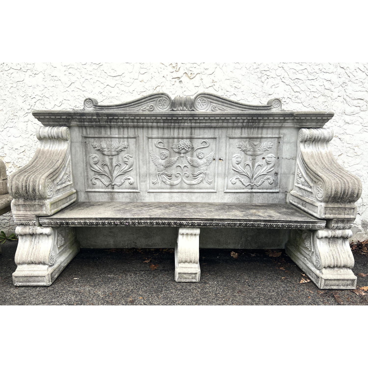 6.5 foot cement garden bench with