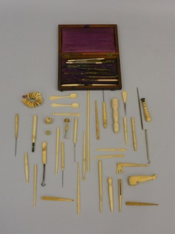 (65) SCRIMSHAW IMPLEMENTS. 19TH