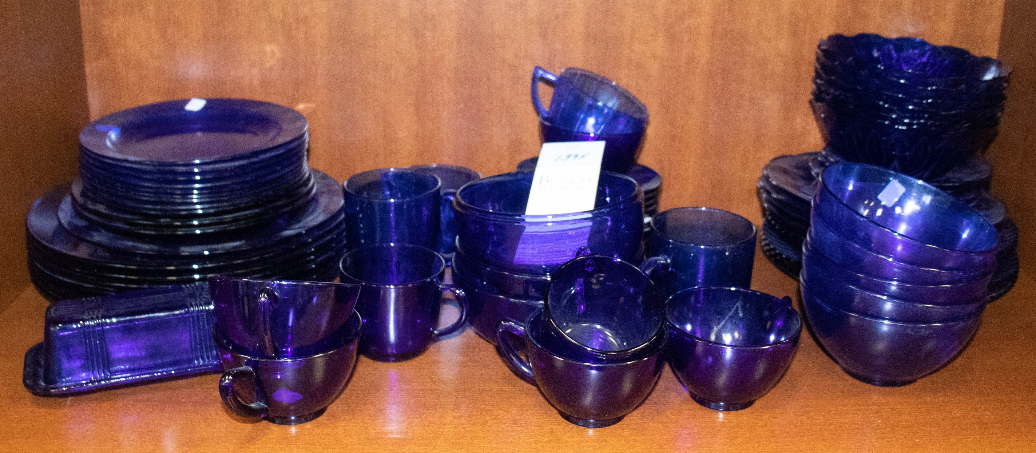 (66) Pcs assorted blue glass
