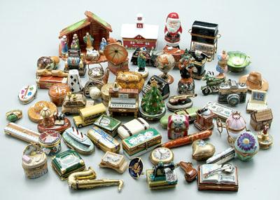 69 painted Limoges porcelain boxes: