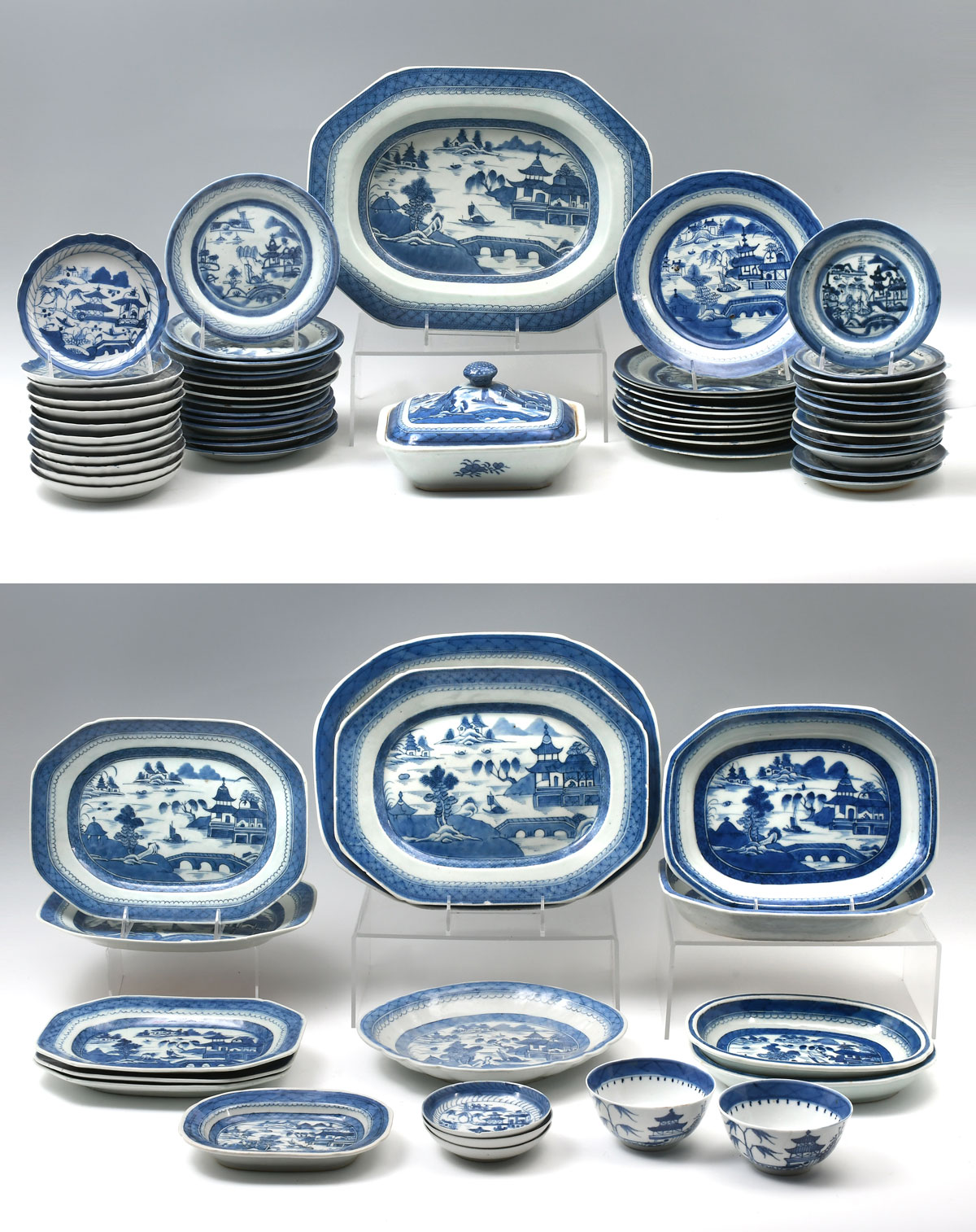 69 PC. CHINESE CANTON BLUE WILLOW