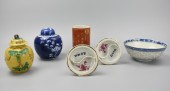 (6)GROUP OF JAR ,BOWL, BRUSHPO