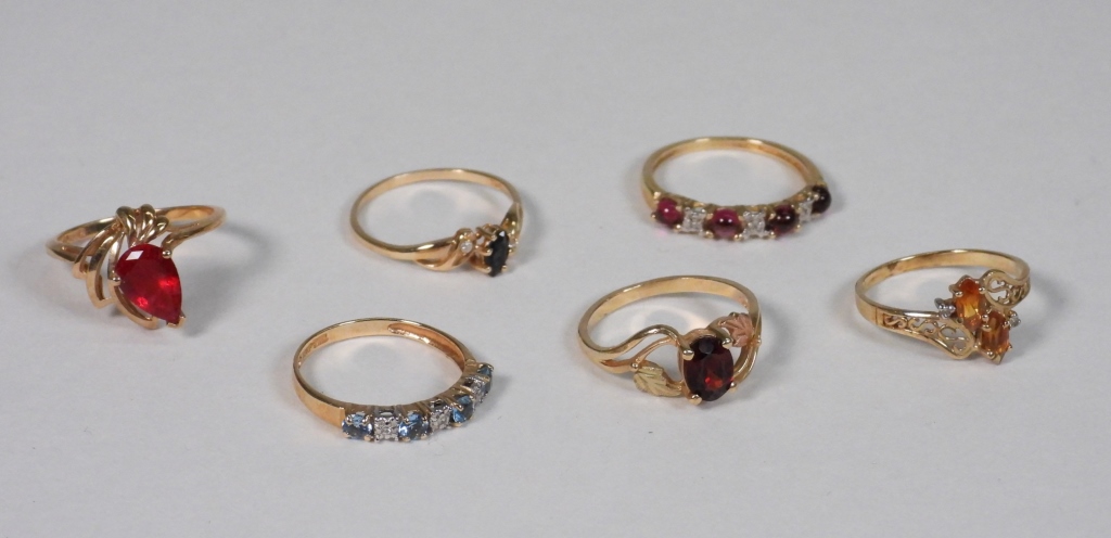 6PC 10K GOLD & GEMSTONE ESTATE