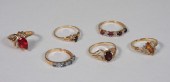 6PC 10K GOLD & GEMSTONE ESTATE