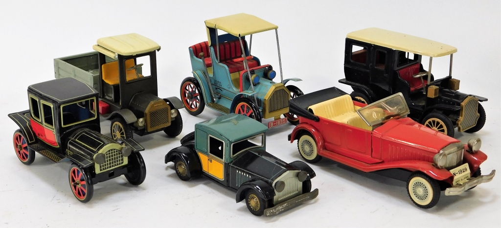 6PC ANTIQUE JAPANESE TIN LITHO CARS