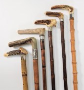 6PC ANTLER & BAMBOO CANES WALK
