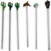 (6PC) BLOWN GLASS FIGURAL STIR
