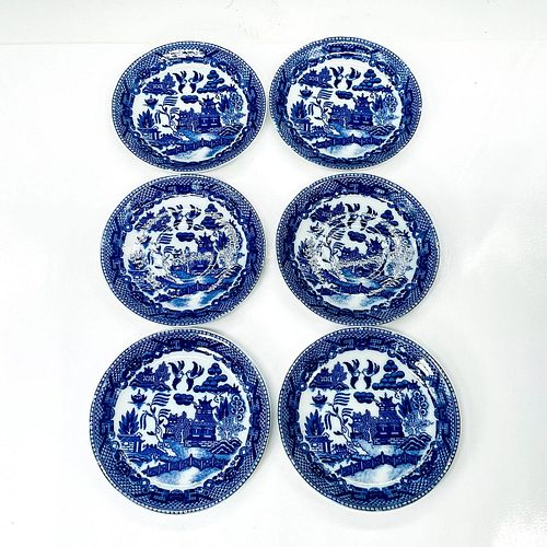 6PC BLUE WILLOW DEMITASSE SAUCERS