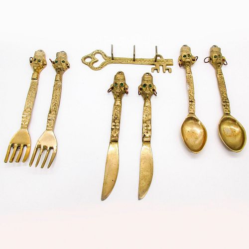 6PC BRASS TIKI HEADS SERVING