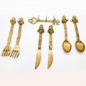 6PC BRASS TIKI HEADS SERVING U