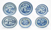 6PC CANTON BLUE AND WHITE PORC