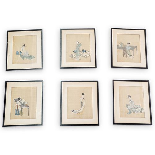 (6PC) CHINESE EMBROIDERED SILK