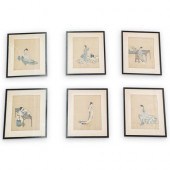 (6PC) CHINESE EMBROIDERED SILK