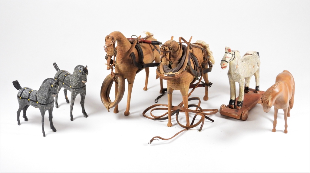6PC EARLY PRIMITIVE FOLK WOOD HORSE