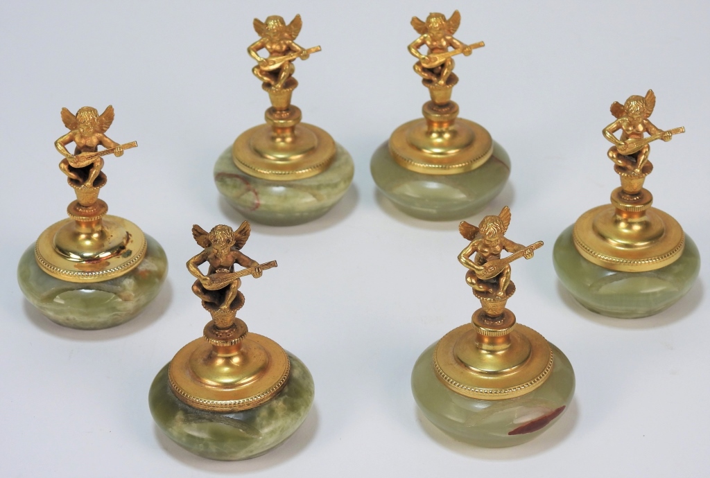 6PC GILT ANGEL & HARDSTONE PLACE