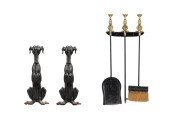 6PC GREYHOUND IRON ANDIRONS &