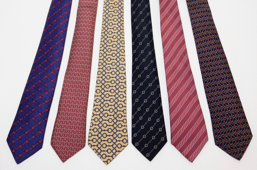 6PC HERMES SILK NECKTIE GROUP
