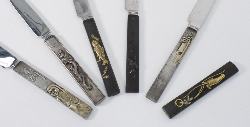 6PC JAPANESE MIXED METAL KOZUKA