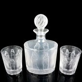 6PC LALIQUE CRYSTAL DECANTER &